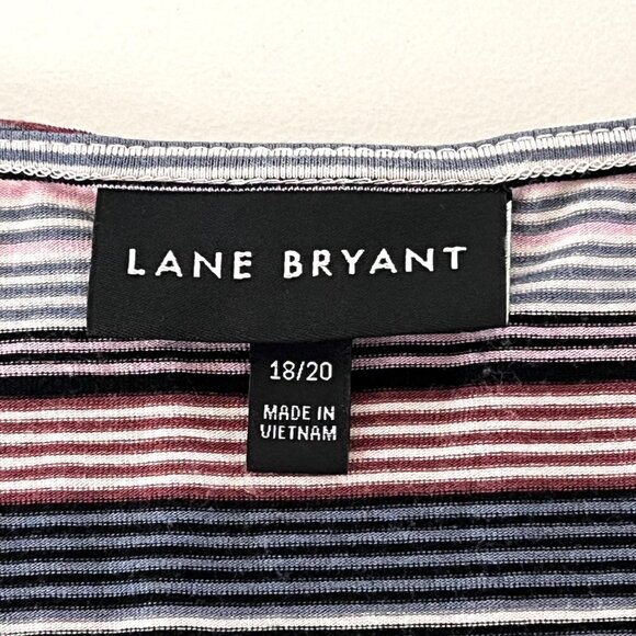 Lane Bryant Faux Wrap Maxi Dress Size 18/20 Striped Short-Sleeve Ruched VGUC - Picture 4 of 16